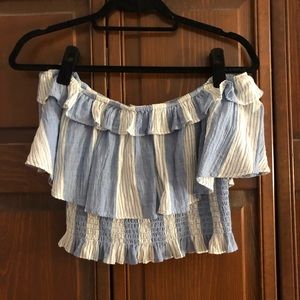 Smocked off the shoulder crop top